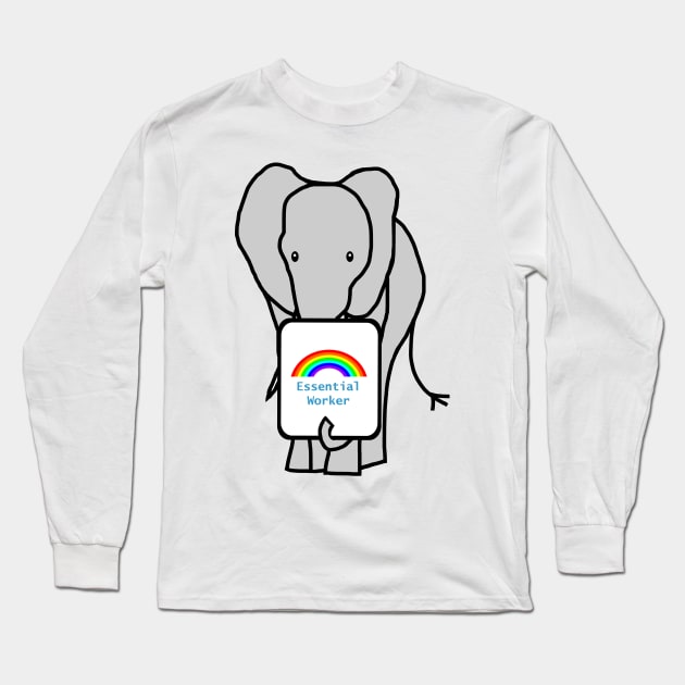 Elephant Worker Rainbow Essential Employee Meme Long Sleeve T-Shirt by ellenhenryart